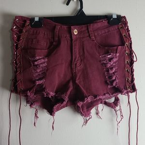 Maroon Jean Booty Shorts Size Medium